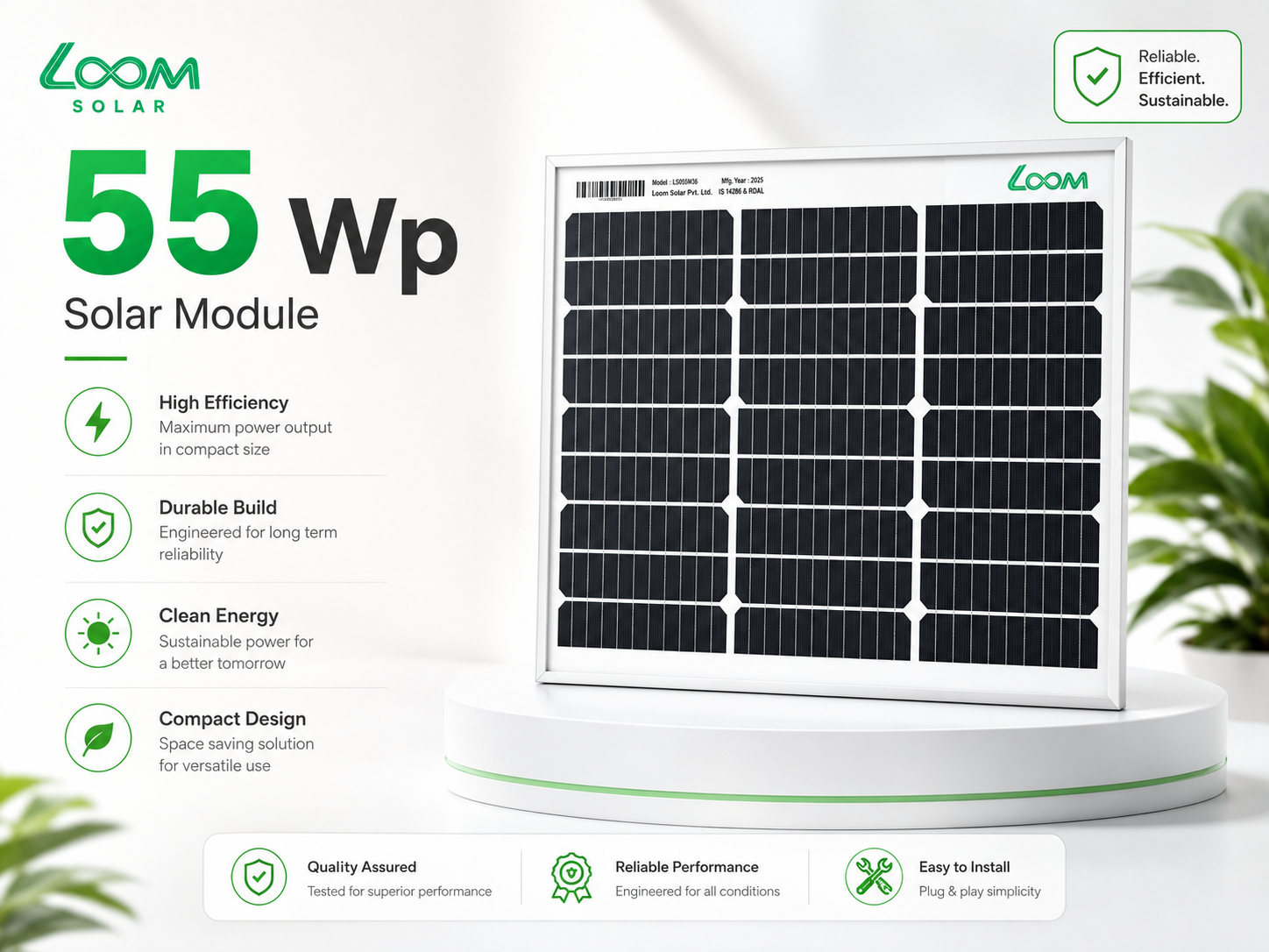 Loom Solar 55Wp 12V Mono PERC Solar Panel